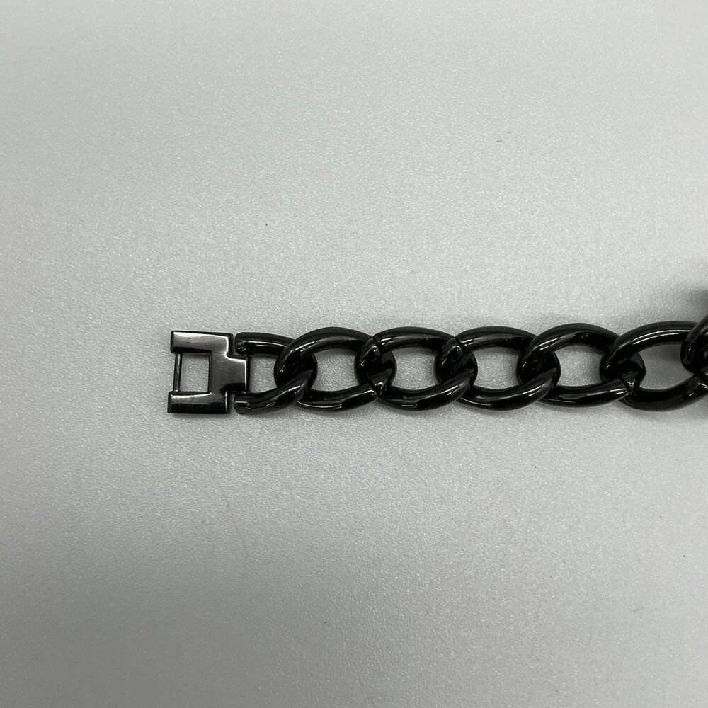 SO&CO Womens Watch 18mm Black Dial Crystal Bezel Chain Bracelet New Battery 7.5